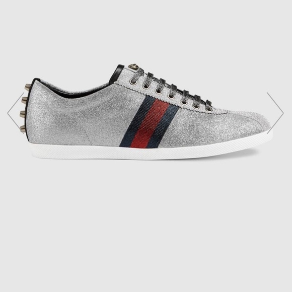 NIB Gucci Glitter Web Sneaker with Studs Brand New - Picture 5 of 8